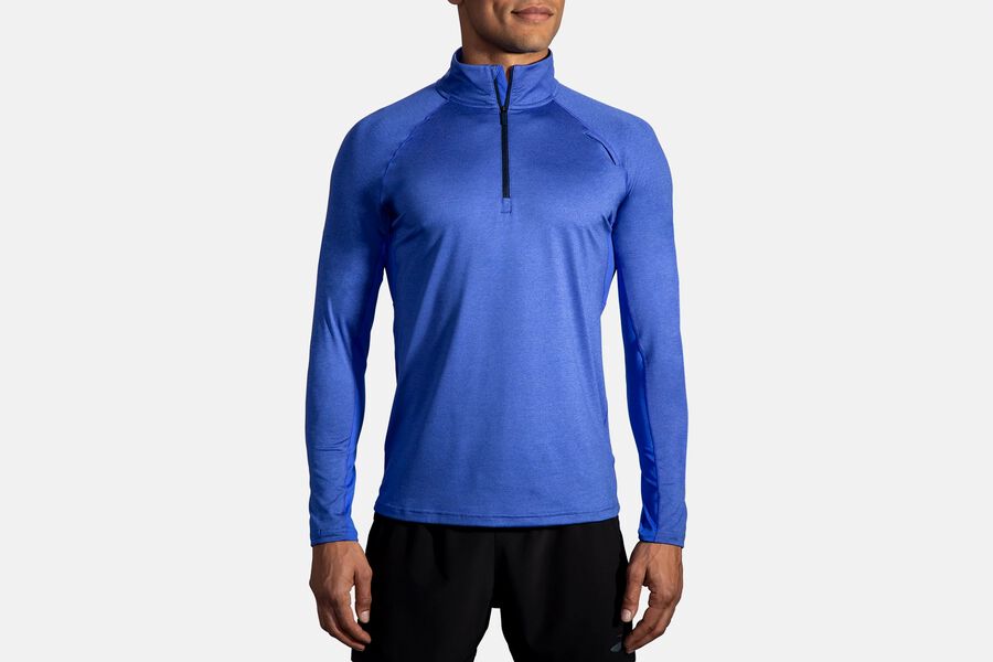 Brooks Men's Dash 1/2 Zip Outerwear Heather Amparo Blue ( XGWDO3679 )